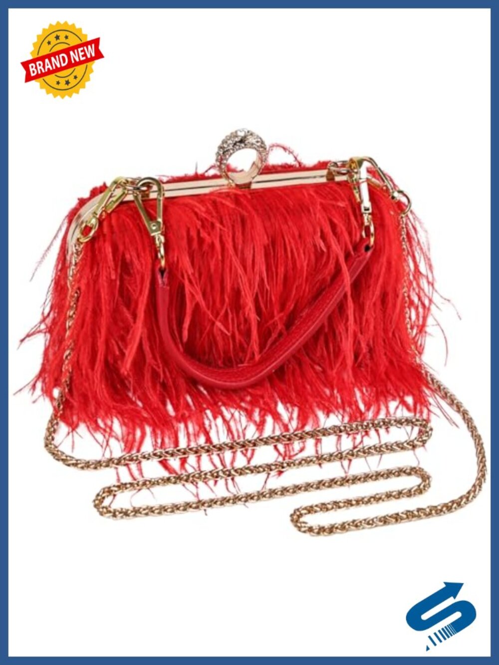 Ostrich Feather Tote Bag Fluffy Clutch Crossbody Evening Handbag Wedding Party